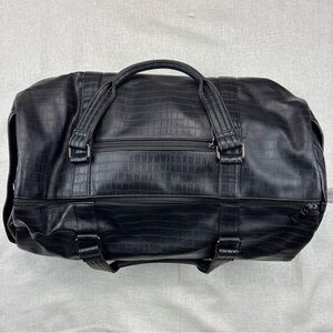 INC International Concepts Black Croc-Embossed Duffel Bag